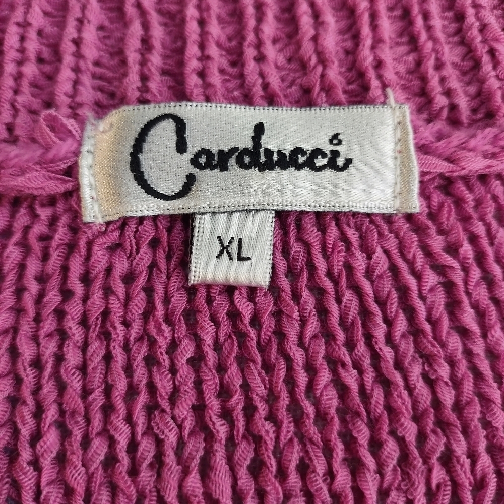 Carducci Top Womens Pink Ribbon knit Shortsleeve Crewneck Sweater Size XL - Picture 9 of 10